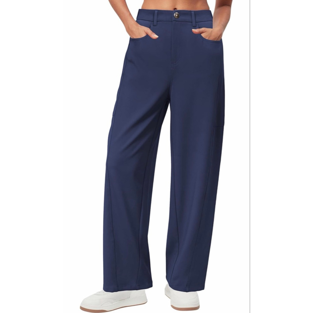 NEW Arach&Cloz Stretch Wrinkle Free Wide Leg Trousers High Elastic Waist S